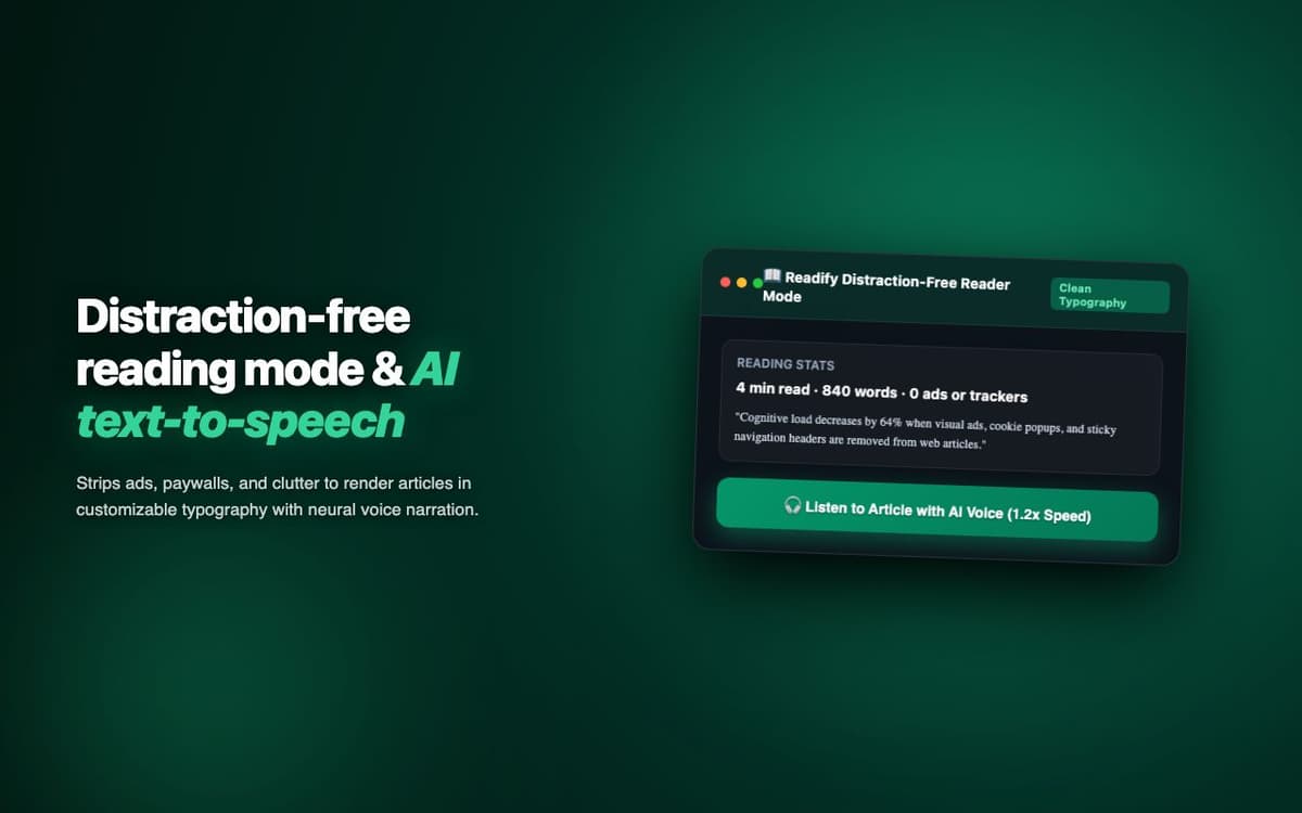 Readify AI Reader — Intelligent Web Article Reading & Summarization Extension