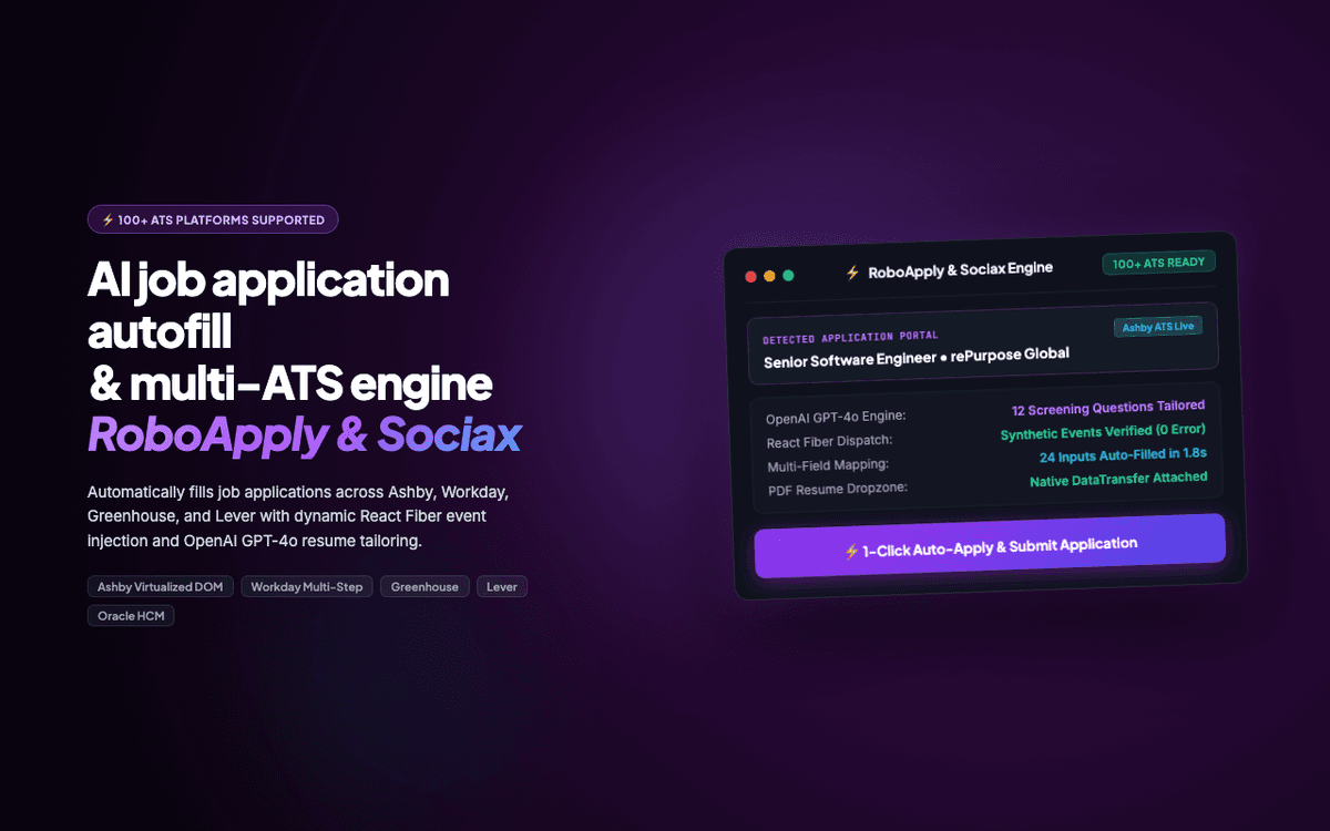 RoboApply & Sociax — AI Job Application Autofill & Multi-ATS Auto-Apply Chrome Extension
