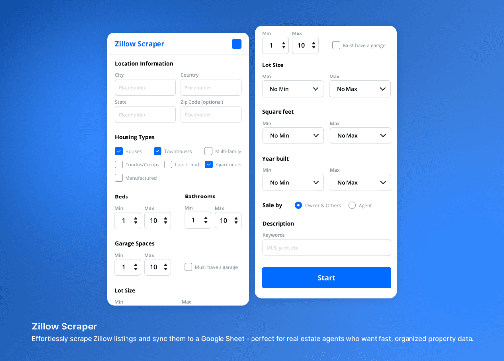 Zillow Real Estate Scraper — Property Listing Data Pipeline & Google Sheets Sync Automation